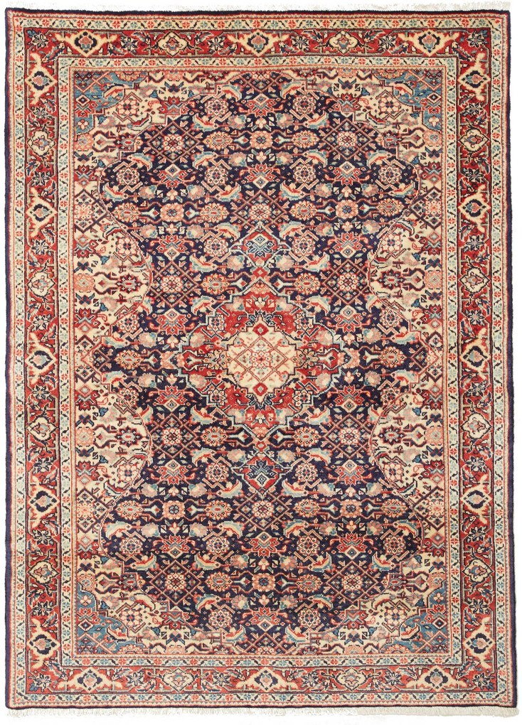 Hamedan Tappeto 140x110 Blu (Iran) Annodato A Mano