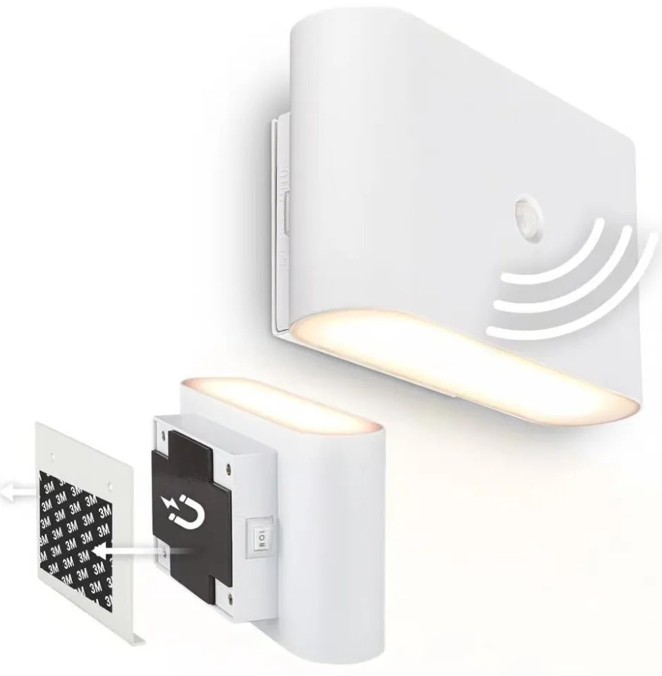 Briloner 3878016 - Lampada da parete a LED ricaricabile con sensore CHAT LED/3W/5V 2000 mAh bianca