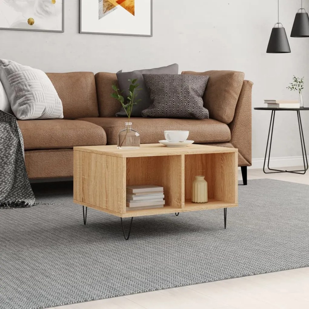 Tavolino Salotto Rovere Sonoma 60x50x36,5 Cm Legno Multistrato /