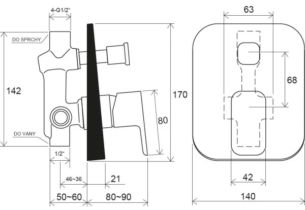 Ravak X070134 - Miscelatore doccia da incasso FREE, cromo lucido