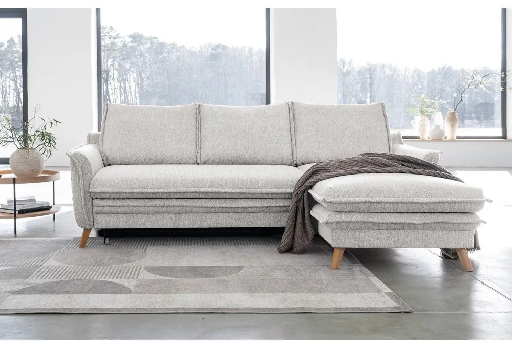 Divano letto angolare beige (angolo destro) Charming Charlie - Miuform