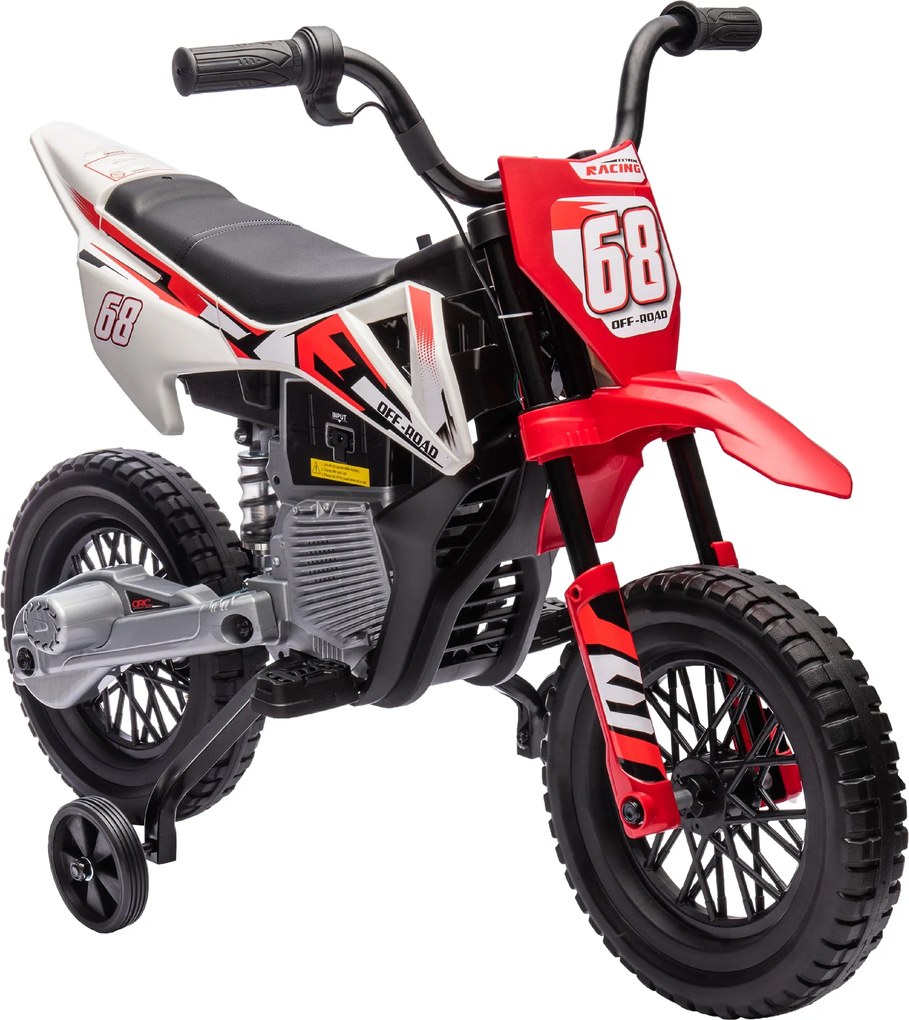 Moto Elettrica per Bambini con Rotelle e Indicatore di Carica Rosso...