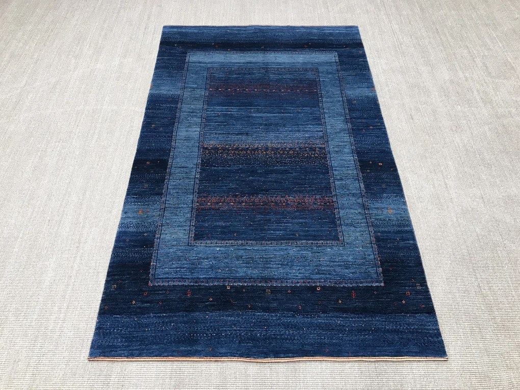 Loribaft Tappeto 140 x 230 Blu (Iran) Annodato A Mano