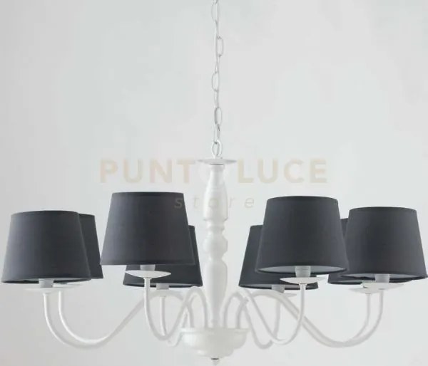 Lampadario favolabianco e grigio 8 luci attacco e14 79,3x122,5cm in...