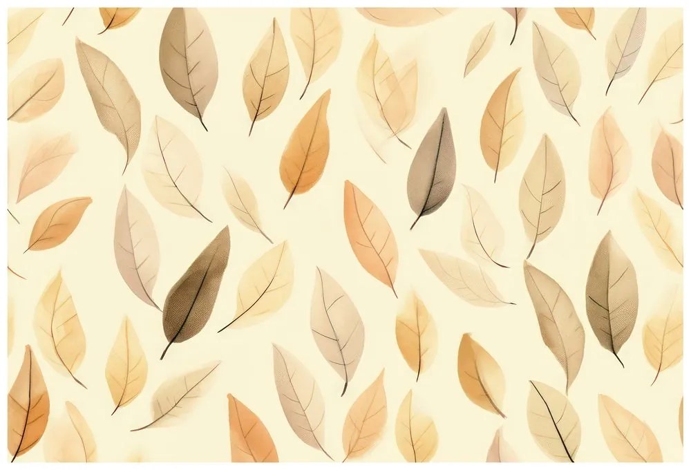 Carta da parati – Foglie beige delicate