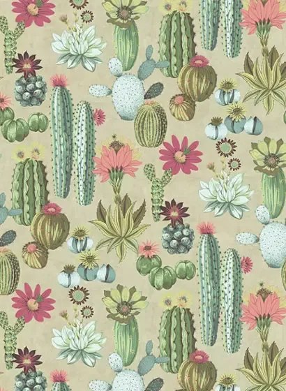 Eijffinger Carta da parati Cacti - Mehrfarbig Grün Sand