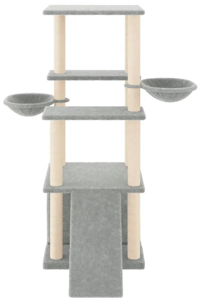 Albero per gatti con tiragraffi in sisal grigio chiaro 133 cm