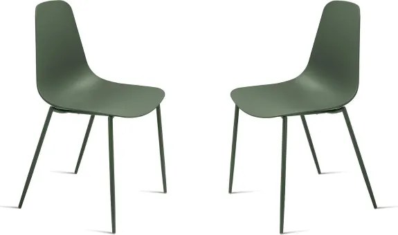 Sedia in polipropilene Verde con gambe in metallo LUANA 2 sedie