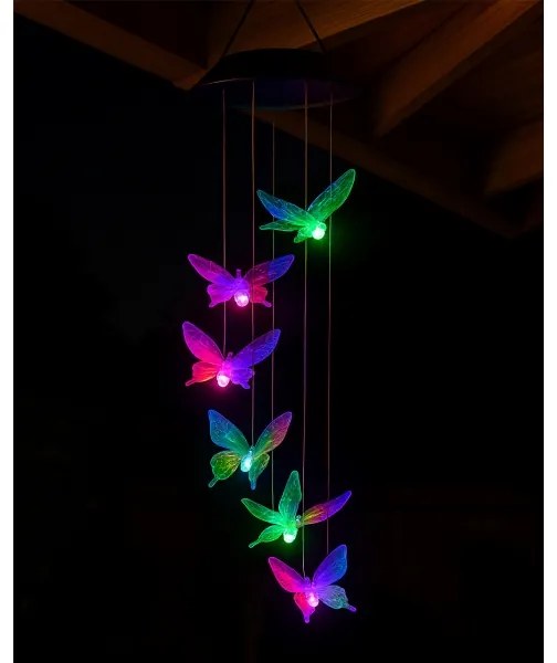 Lampada solare RGB a LED 6xLED/1,2V 300 mAh IP44 farfalla