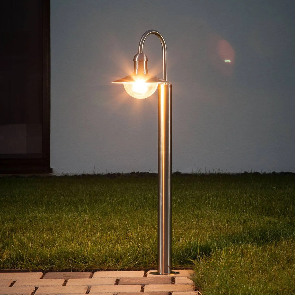 Lindby lampione Damion, 140 cm, acciaio inox, E27, IP44