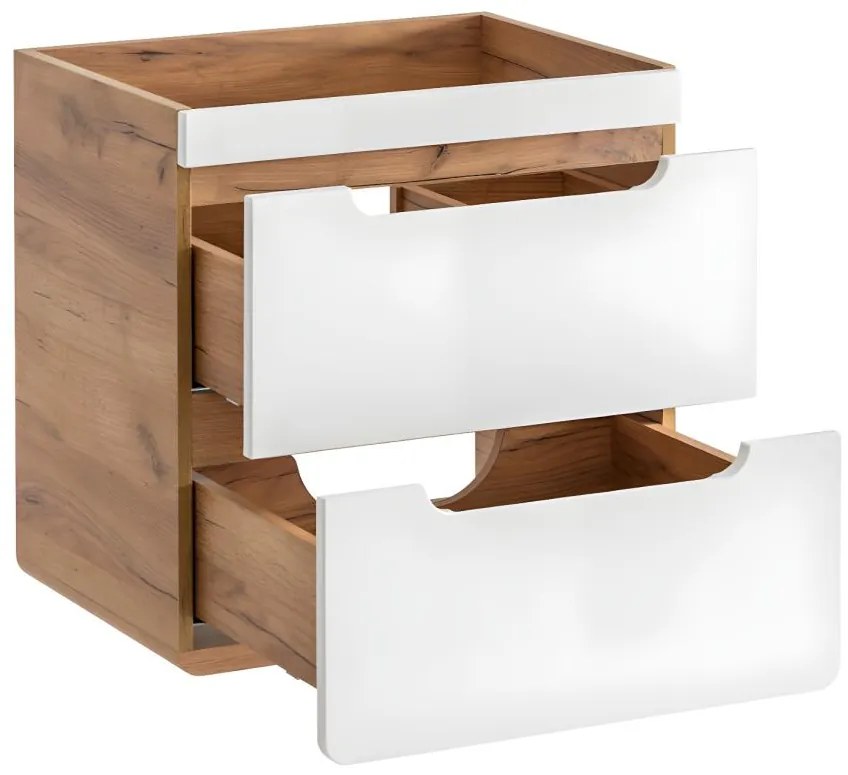 Mobile sotto lavabo sospeso colore naturale e bianco - 60 cm - ARUBA