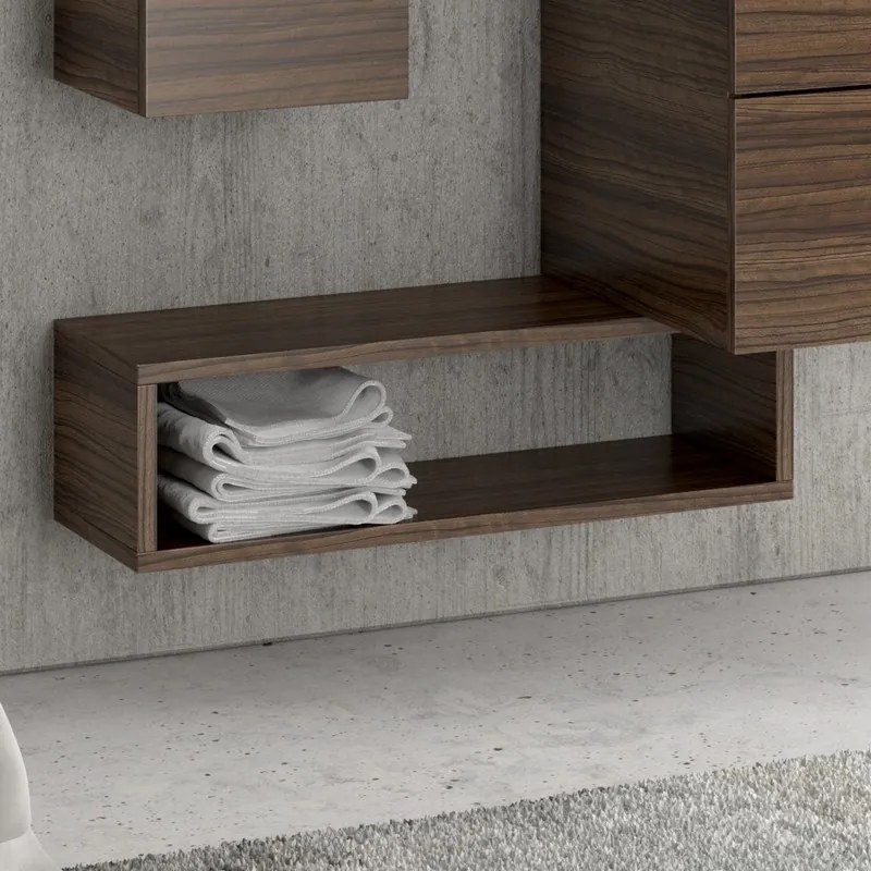 Composizione mobile lavabo 60, colonna specchio e pensile EL-60A - KAMALU