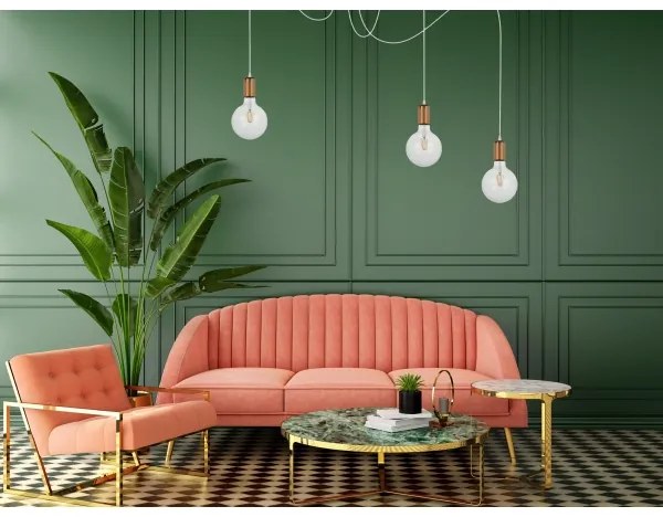 Lampadario a sospensione con filo MIROS 3xE27/60W/230V ragno bianco/rame