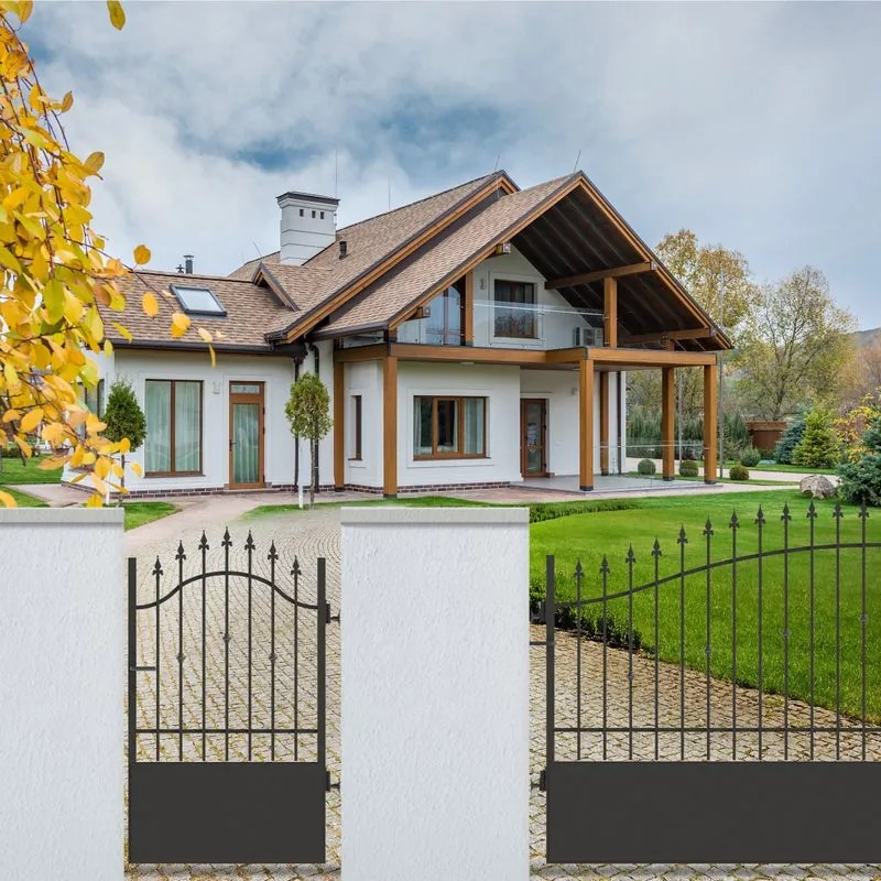 Cancello manuale battente Civetta in ferro, apertura a destra, L 104.5, H 150-165 cm, di colore nero