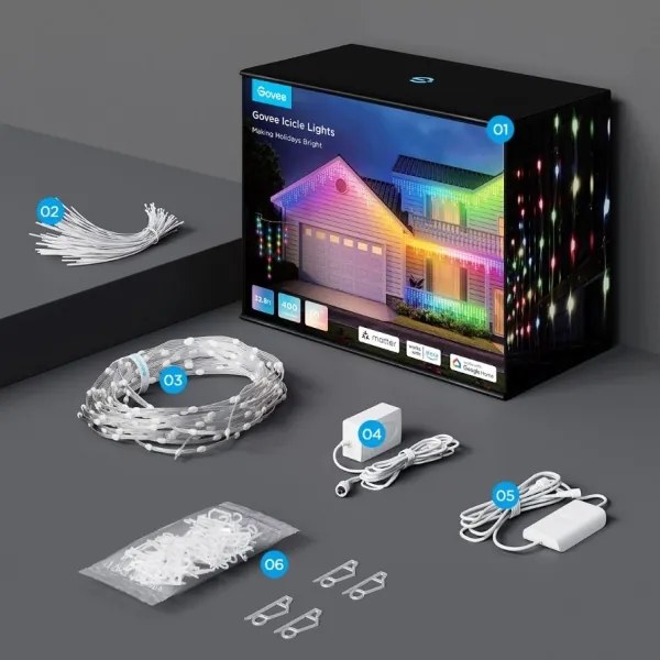 Govee - LED RGBIC Catena da esterno Smart ghiaccioli 10m Wi-Fi Matter IP65