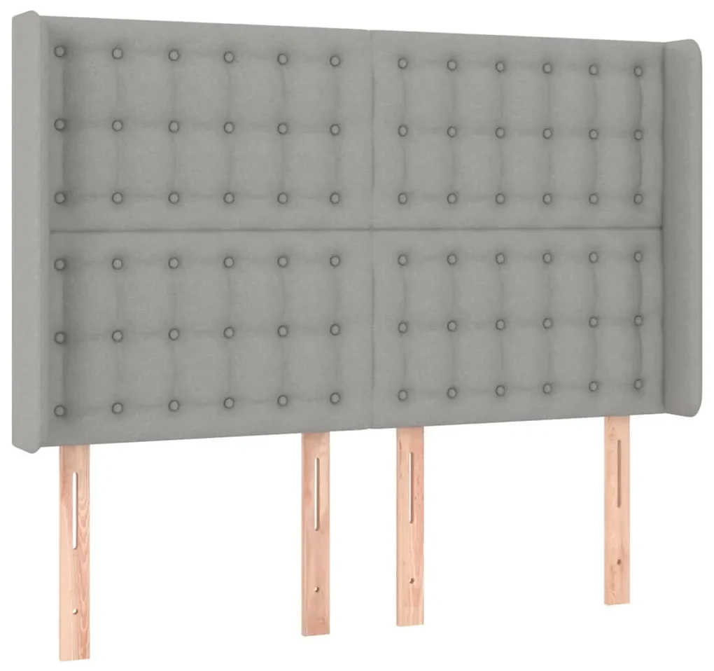 Testiera ad orecchio grigio chiaro 147x16x118/128 cm in tessuto