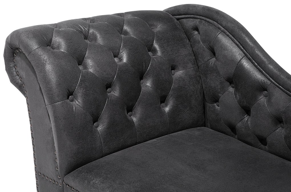 Chaise longue vintage sinistra in pelle sintetica grigia NIMES Beliani