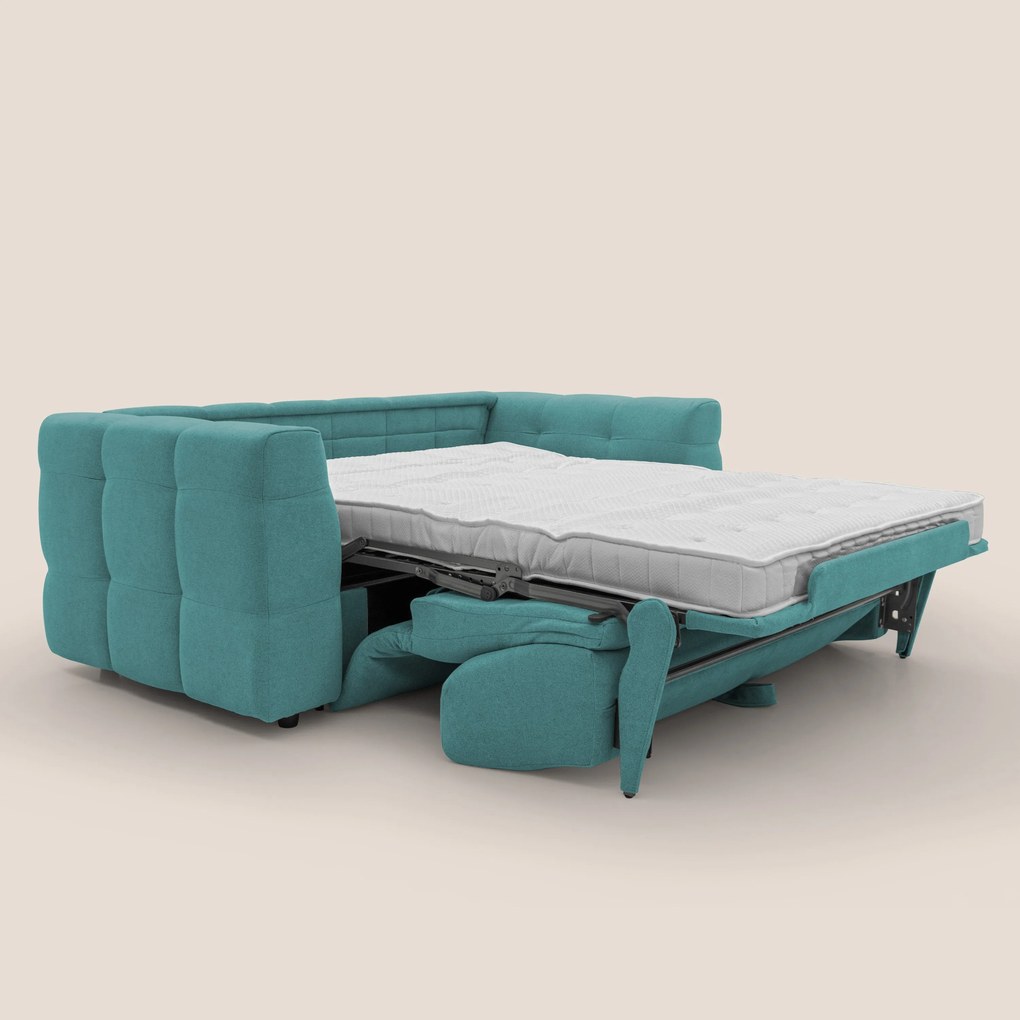 Tender Divano letto matrimoniale dal design innovativo in tessuto bouclet impermeabile T07 azzurro