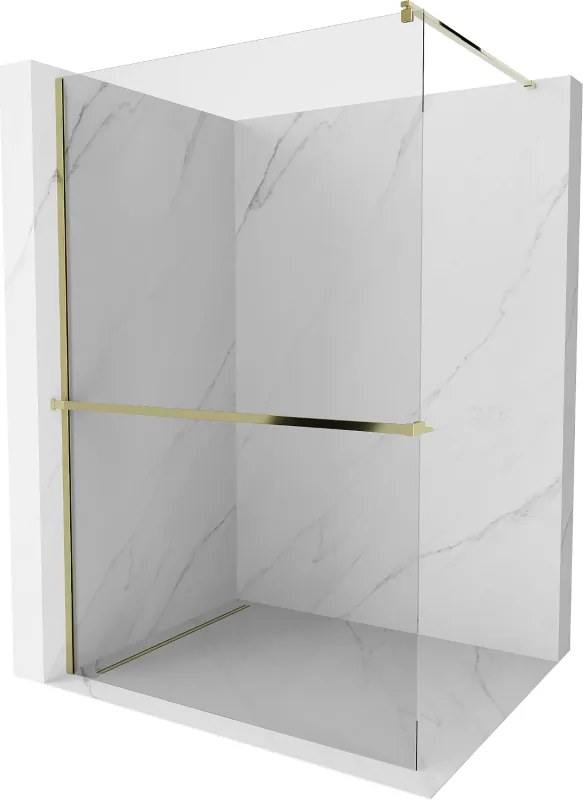 Mexen Kioto+ parete doccia con mensola Walk-in 80 x 200 cm, trasparente, oro - 800-080-121-50-00