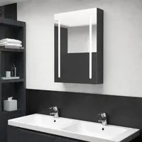 Armadietto Bagno con Specchio e LED Nero Lucido 50x13x70 cm 326496