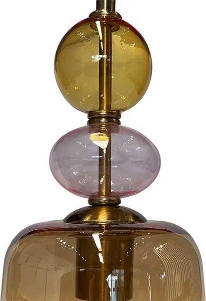 Lampadario a sospensione con cavo TROPEA 1xE27/15W/230V nero/beige fumato/rosa