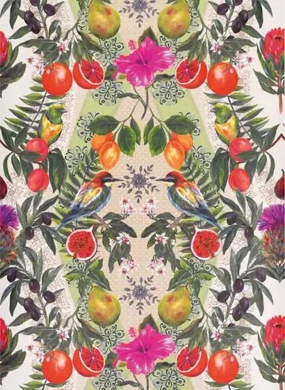Matthew Williamson Carta da parati Talavera - Pale Sand/ Grass