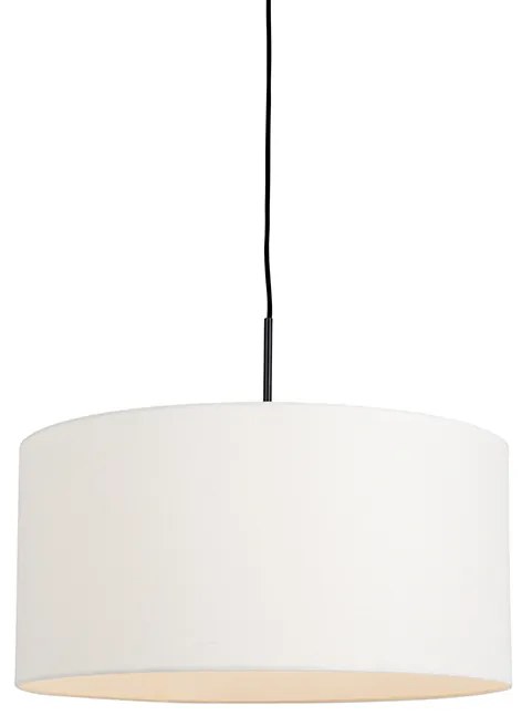 Lampada a sospensione moderna nera con paralume bianco 50 cm - Combi 1