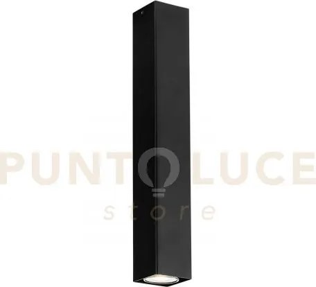 Plafoniera fluke quadrata nera 1 luce attacco gu10 6x6x40cm