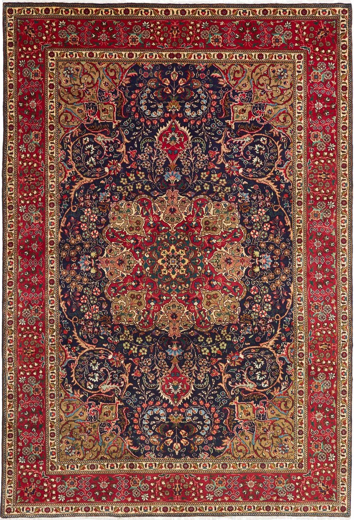 Tabriz Tappeto 300x210 Blu (Iran) Annodato A Mano