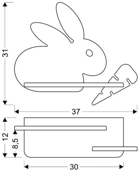 Applique LED per bambini con mensola RABBIT LED/4W/230V grigio/bianco/legno