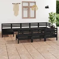 Set Divani da Giardino 10 pz Nero in Legno Massello di Pino cod mxl 36792