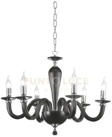 Lampadario ravel 6 luci attacco e14 nero e cromo d.70cm