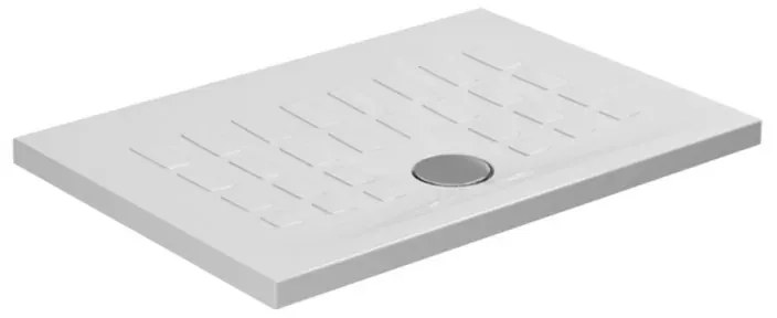 Piatto doccia 70x100 H 4 rettangolare in ceramica bianca con antiscivolo Cube