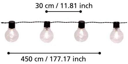 Eglo 900213 - Catena decorativa da esterno LED PARTAJ 16xLED/0,064W/24V IP44 nero