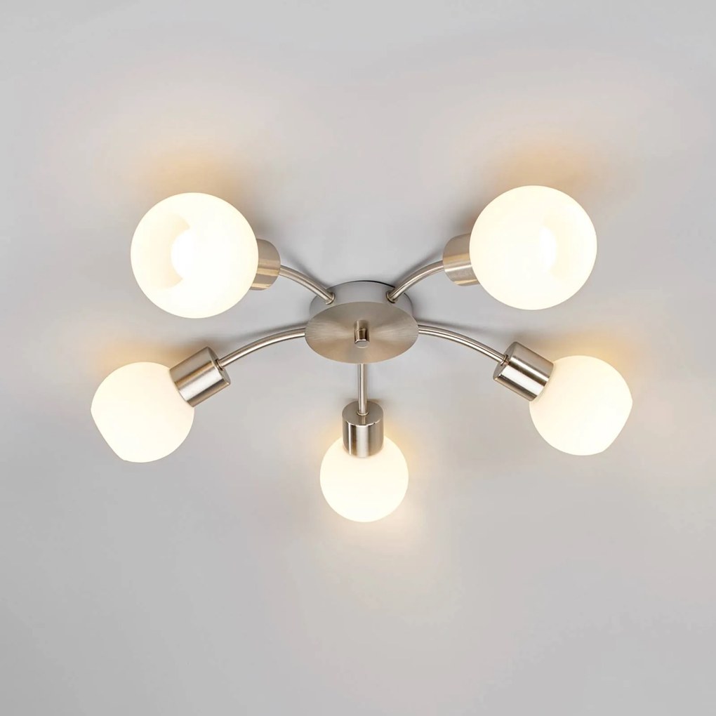 Plafoniera soffitto Elaina Lindby, dimmerabile, Alluminio / Grigio / Zincato, Soggiorno / Sala da pranzo, Metallo, Moderno, Plafoniera