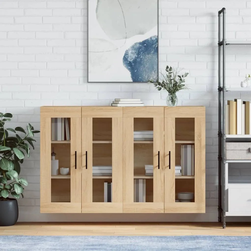 Armadietti A Parete 2 Pz Rovere Sonoma İn Legno Multistrato /