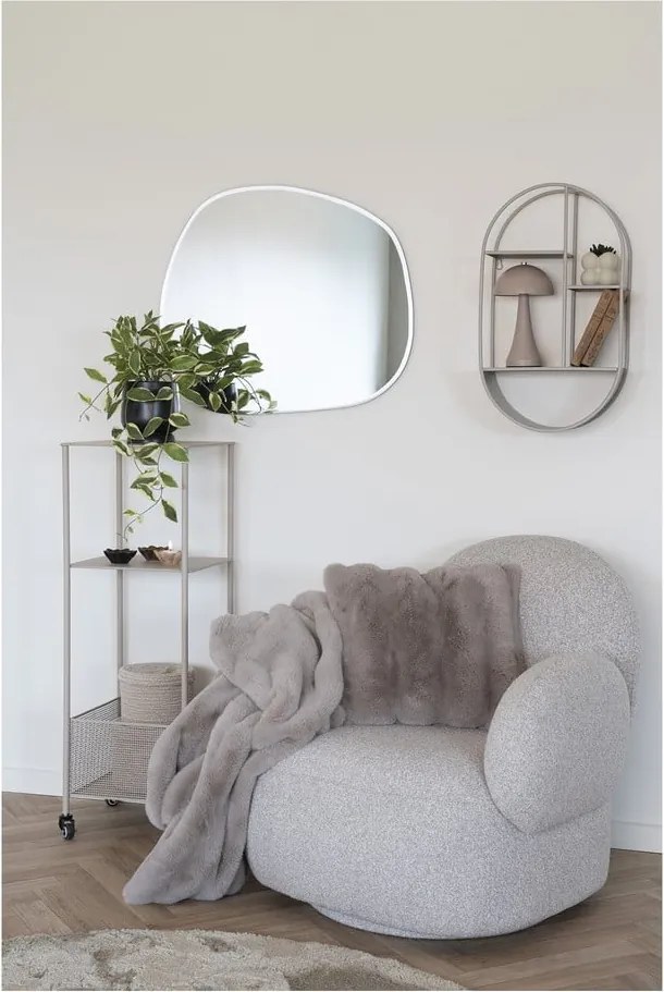 Poltrona grigio chiaro in tessuto bouclé Messina - House Nordic