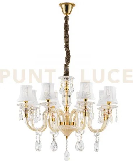 Lampadario monet oro 8 luci attacco e14 73x128cm in vetro e cristal...