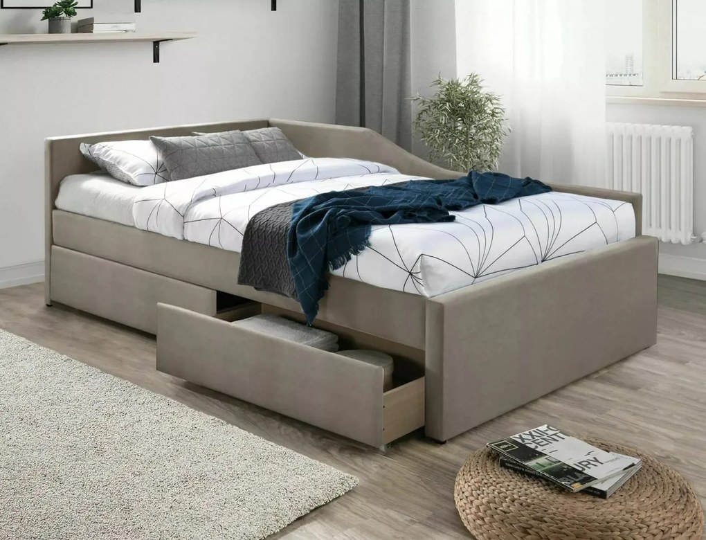 Letto Eliot in velluto beige - Tap.228 120x200 cm
