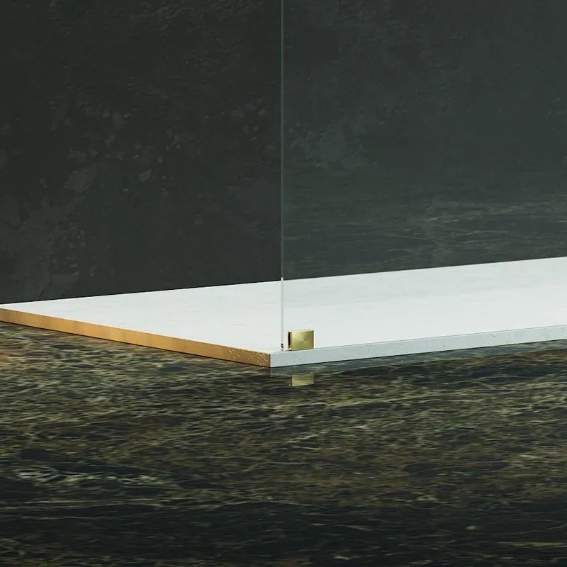 Kamalu - Parete doccia walkin con staffe finitura oro satinato 110cm vetro trasparente | KW3000R