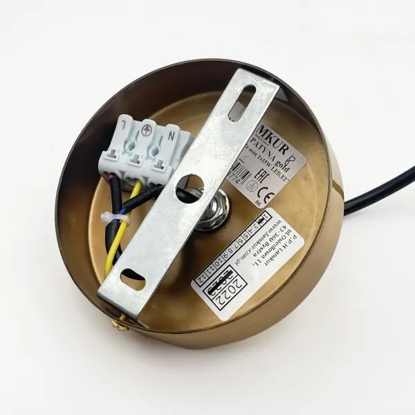 Lampadario a sospensione con cavo HECTOR 1xE27/15W/230V, bianco/ottone, Ø 20 cm