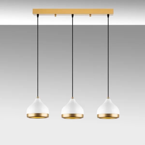 Lampadario a cavo YILDO 3xE27/40W/230V bianco/oro