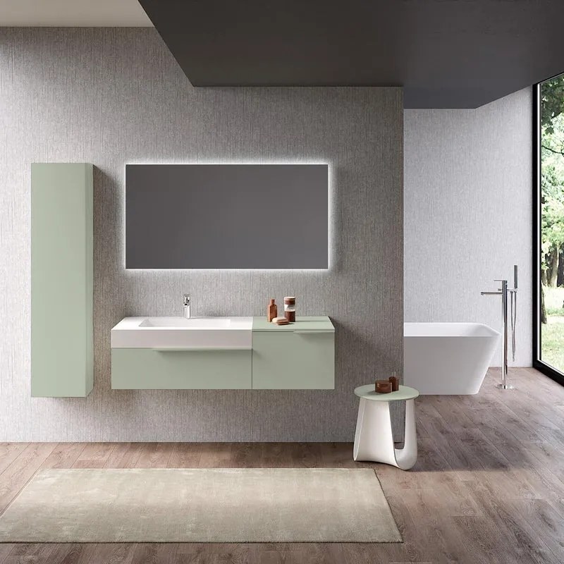 Mobile sottolavabo e lavabo Ginevra per vasca a destra avocado L 135 x H 36 x P 51 cm
