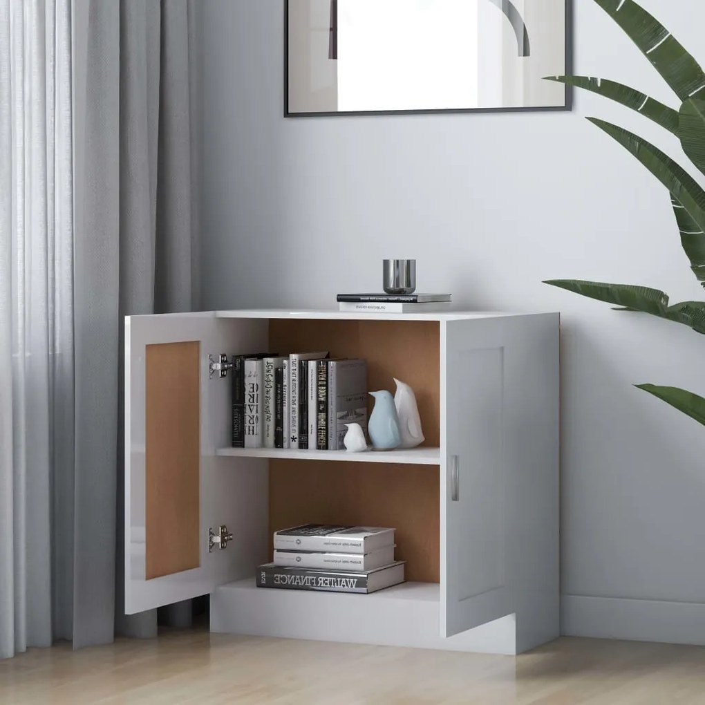 Libreria Bianco Lucido 82,5x30,5x80 cm in Legno Multistrato