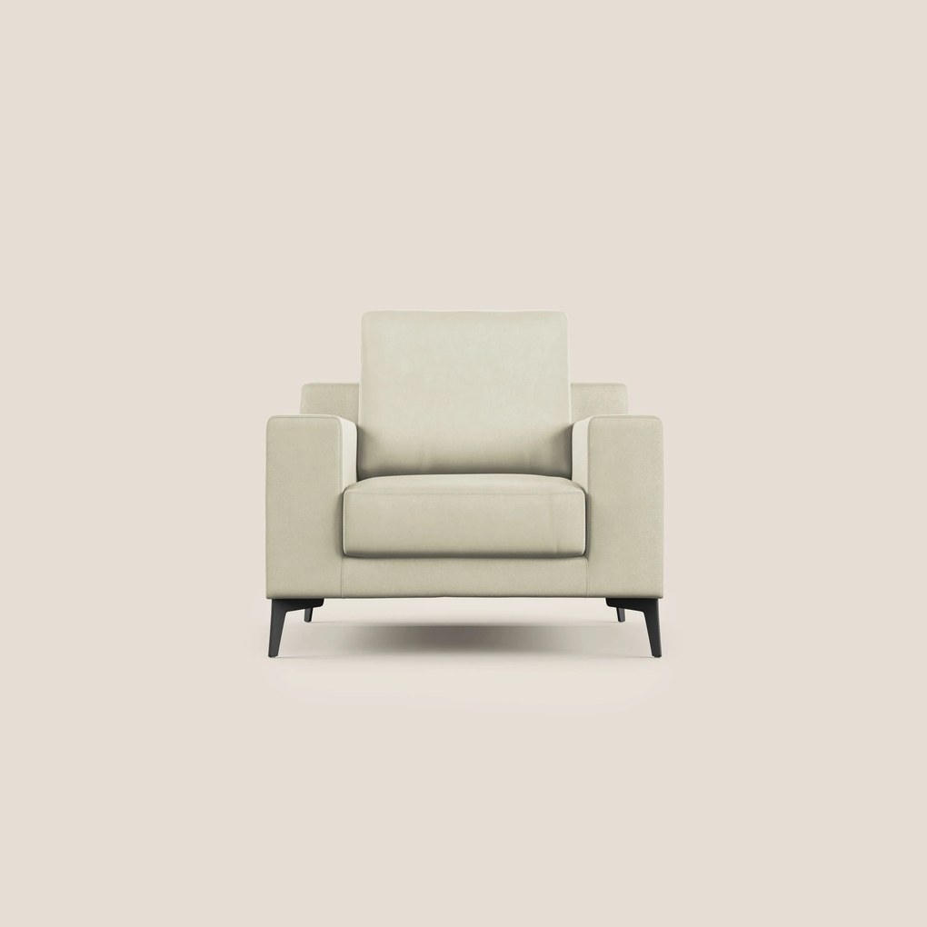 Prestige poltroncina moderna in microfibra smacchiabile T11 panna