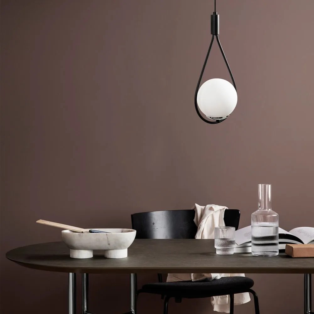 Lampadario bianca e nera con paralume in vetro Mudoni – Opviq lights