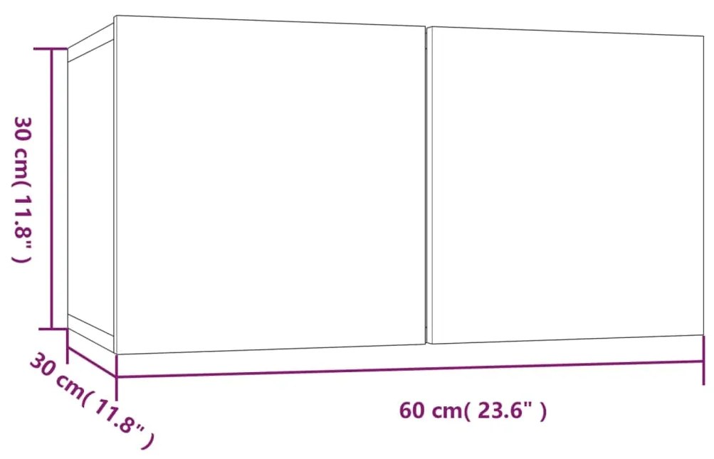 Mobile TV Pensile Rovere Fumo 60x30x30 cm in Legno Multistrato