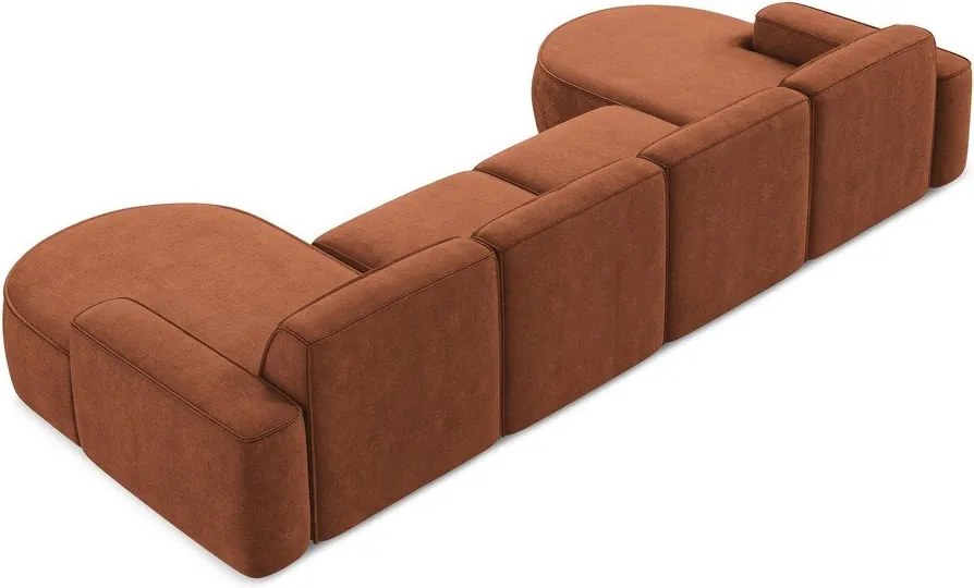 Divano angolare color terracotta (a U) con rivestimento in ciniglia Omao – Makamii