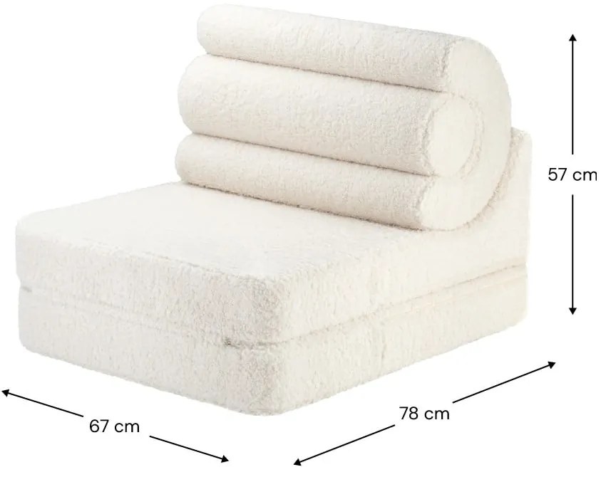 Poltrona per bambini color crema con rivestimento in bouclé Flipster – Wigiwama