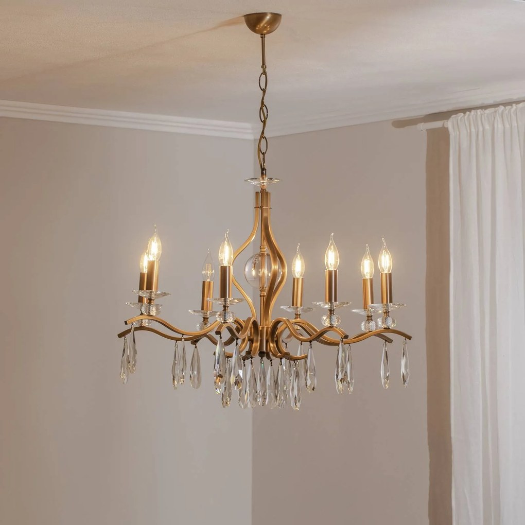 Avonni Lampadario Elizabeth Ø80cm metallo/cristallo 8flg. oro antico